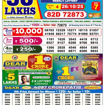 Dear Lottery Sambad 6 PM Result Today 26/10/2025 Sikkim State