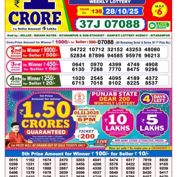 Lottery Sambad 8 PM Result Today 28/10/2025 Dear Night Live