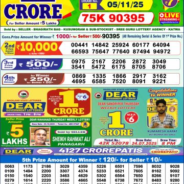 Lottery Sambad 1 PM Result Today 05/11/2025 Dear Morning Live PDF