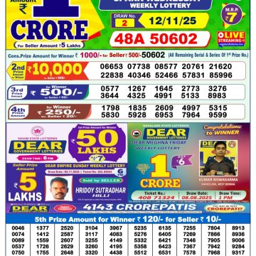 Lottery Sambad 1 PM Result Today 12/11/2025 Dear Morning Live PDF