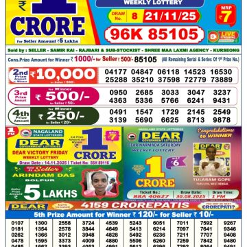 Dear Lottery Sambad 6 PM Result Today 21/11/2025 Sikkim State