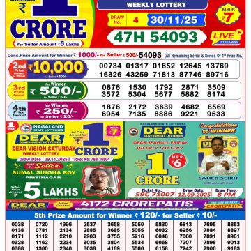 Lottery Sambad 8 PM Result Today 30/11/2025 Dear Night Live