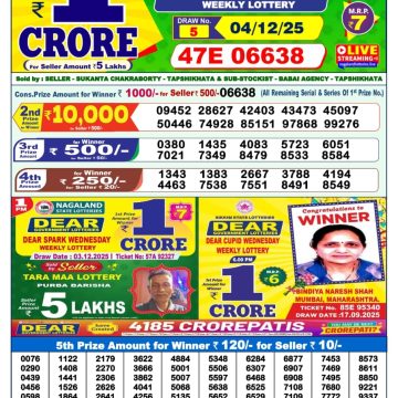 Lottery Sambad 1 PM Result Today 04/12/2025 Dear Morning Live PDF