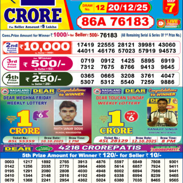 Dear Lottery Sambad 6 PM Result Today 20/12/2025 Sikkim State